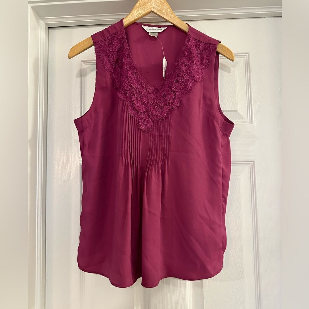 Christopher & Banks Tank V Neck Fuchsia size small NWT
